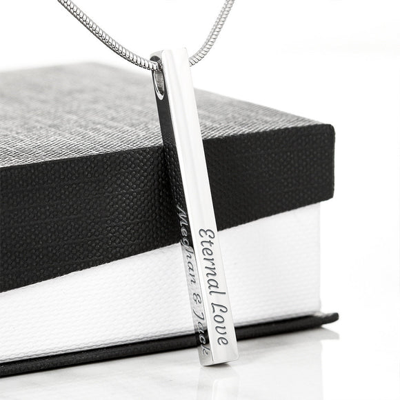 Engraved 4 Sided Bar Necklace