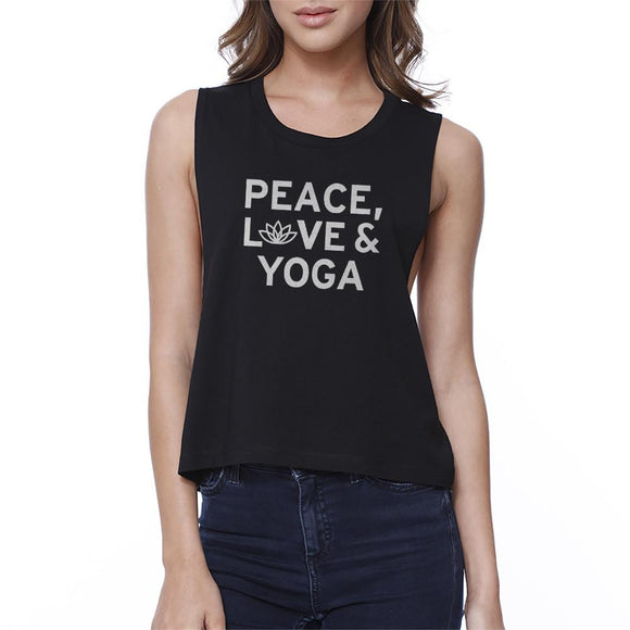Peace Love Yoga Crop Top Yoga Work Out Tank Top Cute Yoga T-Shirt