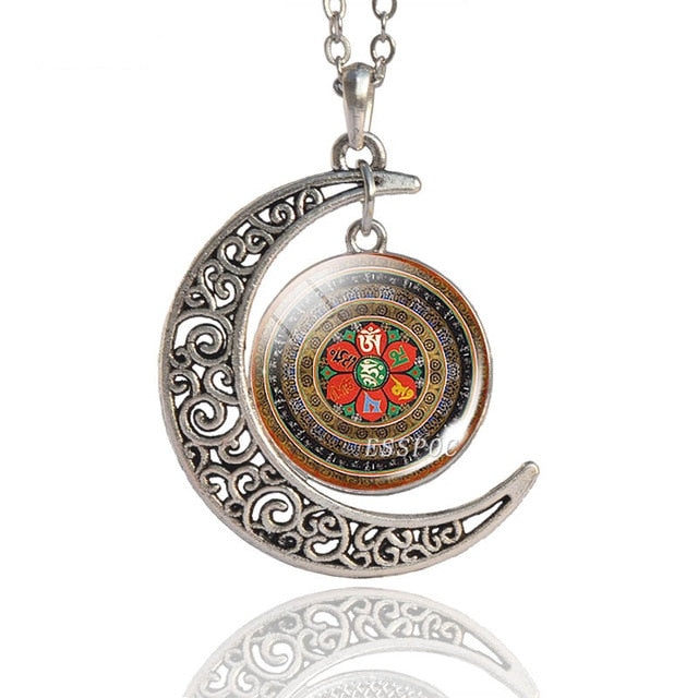 Chakra Reiki Healing Crescent Pendant Necklace