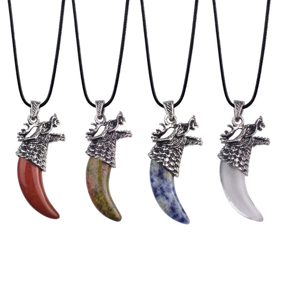 Healing Stone Chakra Dragon Tooth Necklace