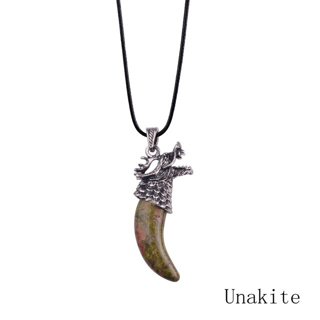 Healing Stone Chakra Dragon Tooth Necklace