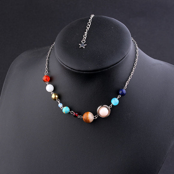 Universe Galaxy Eight Planets Necklace