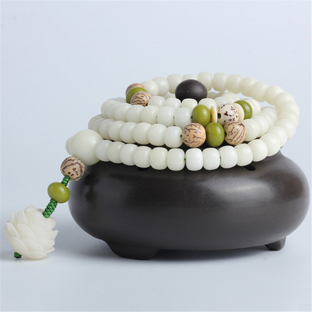Natural White Bodhi Root Beads Bracelet